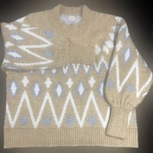 A.new.day women's M sweater thick Tan Crew Neck Oversized Winter Sweater Used